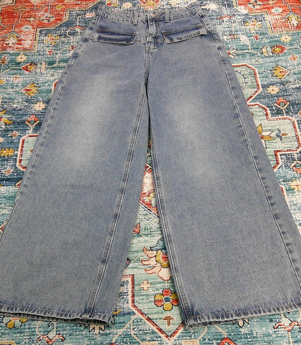 Dazy Pants Blue Denim Jeans Straight Wide Leg High Rise Women's Small 26x27